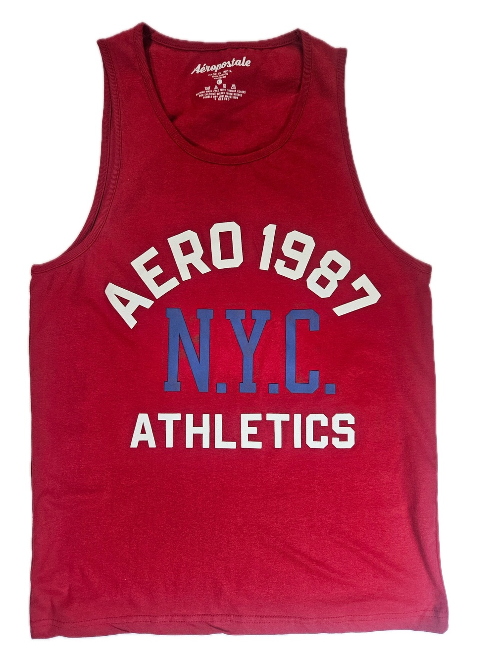 Aeropostale Tank Mens L Red Tagless Lightweight Jersey NYC Graphic Athletics